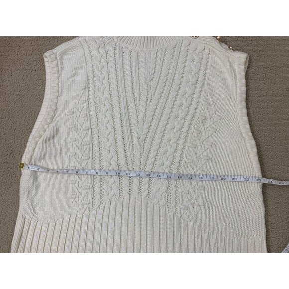 Talbots Sweater Vest White Old Money Chunky Cable Knit Capsule Preppy XL - Picture 10 of 13